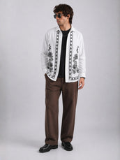 Mystic Bloom White Embroidery Full Sleeve Shacket