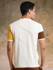 Sheernet FlatKnit Cotton Mustard Half Sleeve T-Shirt