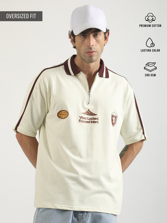 Journal Cream Half Sleeve Polo T-Shirt