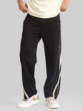 Athletic Tape Black Baggy Fit Trackpant