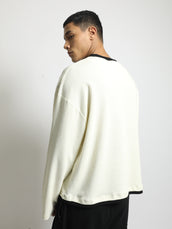 Will Not Alter Cream, Black Full Sleeve Boxy T-Shirt