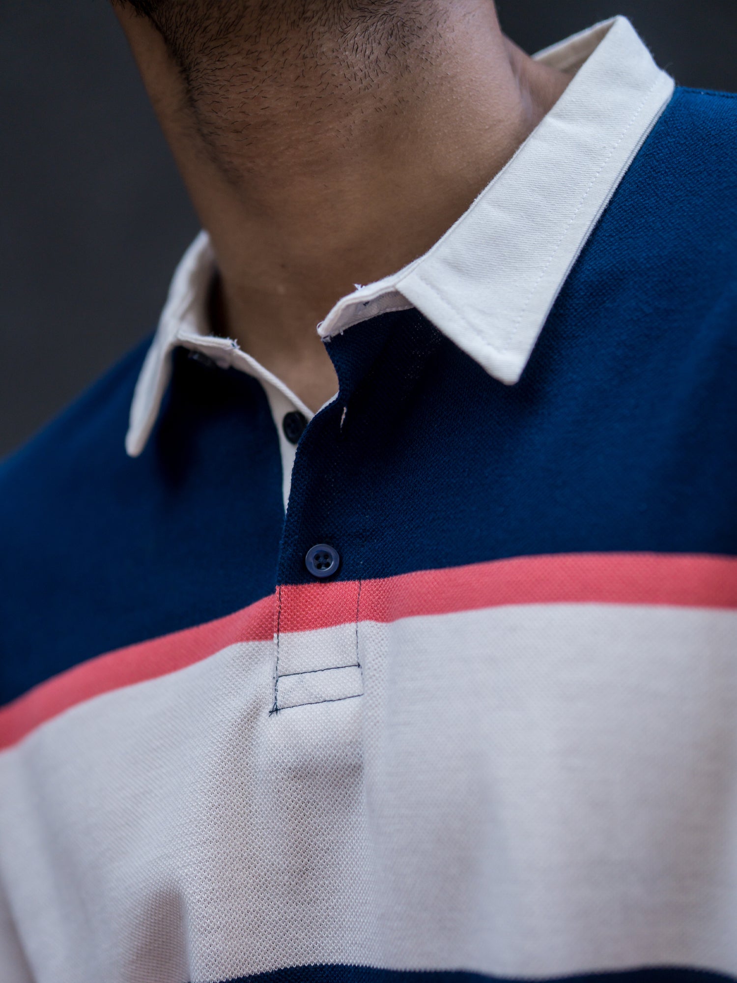 Auto Striped Navy Orange Polo T-Shirt