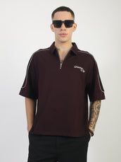 Burgundy Freedom City Half Sleeve Polo T-Shirt
