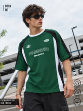 Bottle Green, White Dallas Half Sleeve T-Shirt