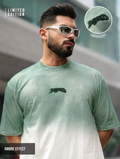 Ombre Effect HalfWhite Half Sleeve T-Shirt