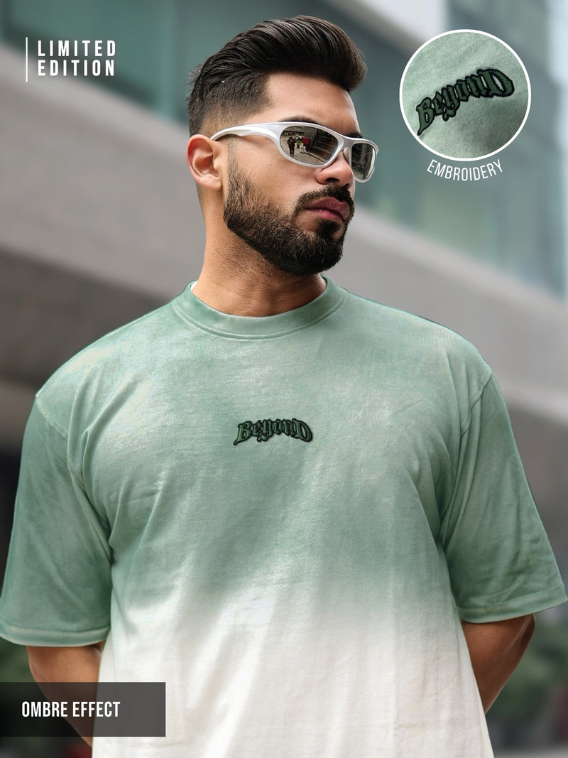 Ombre Effect HalfWhite Half Sleeve T-Shirt