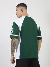 Colorblock Bottle Green Half Sleeve T-Shirt