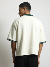 Cream MNC Cream Boxy Half Sleeve Polo T-Shirt