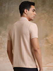 Matrix Knit Butterscotch Half Sleeve Polo T-Shirt
