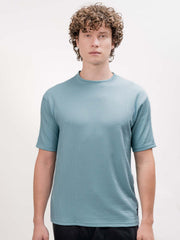 Seersucker Light Blue Half Sleeve T-Shirt