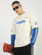 Doctor Sleeve Race Cream, Royal Blue Full Sleeve T-Shirt
