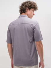 Lilac half sleeve linen look color shirt for men - view 5