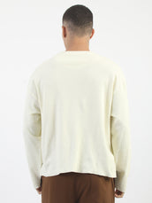 Cream Raw Edges Full Sleeve T-Shirt