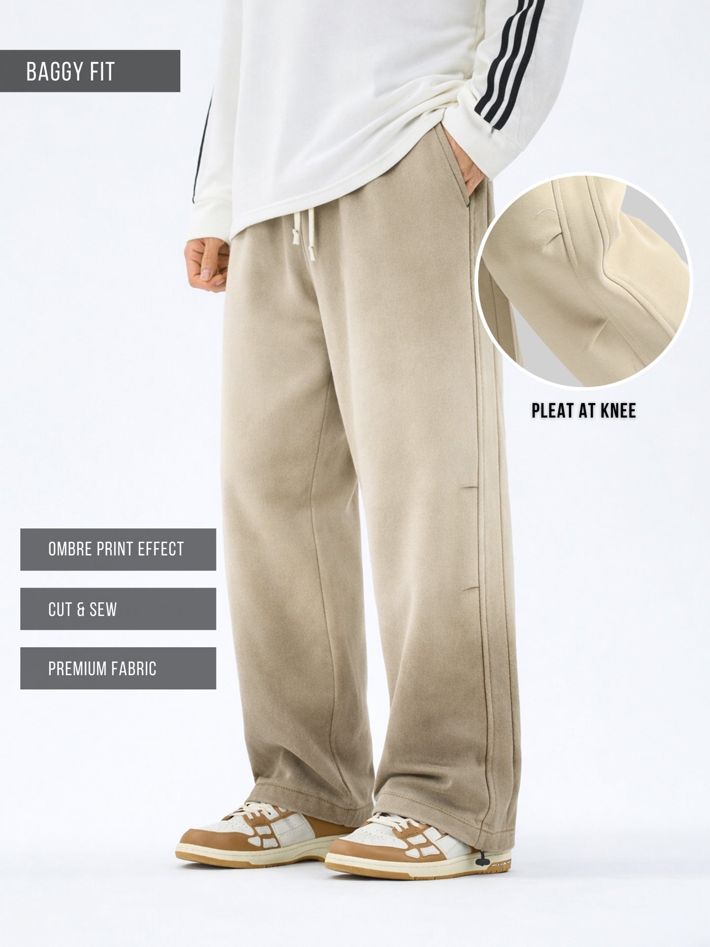 Asparagus Green Ombre Print Baggy Fit TrackPant