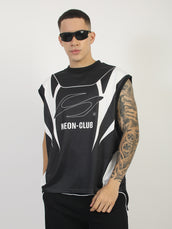Neon Club Mesh Black Sleeveless T-Shirt