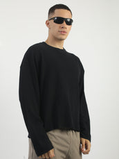 Black Raw Edges Full Sleeve T-Shirt