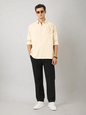 LeafLine Embroidery Beige Shirt