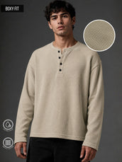 Biscuit Waffle Henley Full Sleeve Tshirt