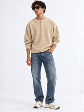 Biscuit Solid Waffle Texture T-Shirt