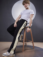 Black cordpanel track pants for men - view 7