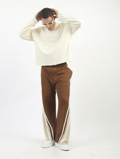 Cream Raw Edges Full Sleeve T-Shirt