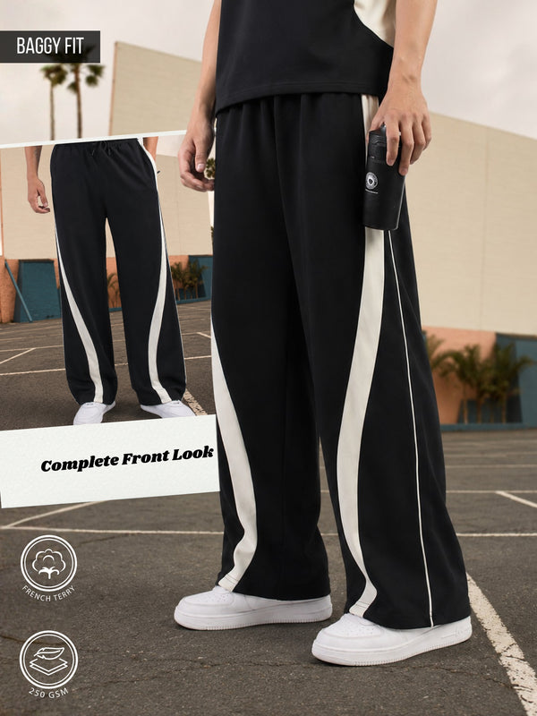 Black toronto baggy track pants for men