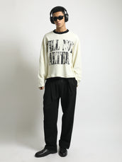 Will Not Alter Cream, Black Full Sleeve Boxy T-Shirt
