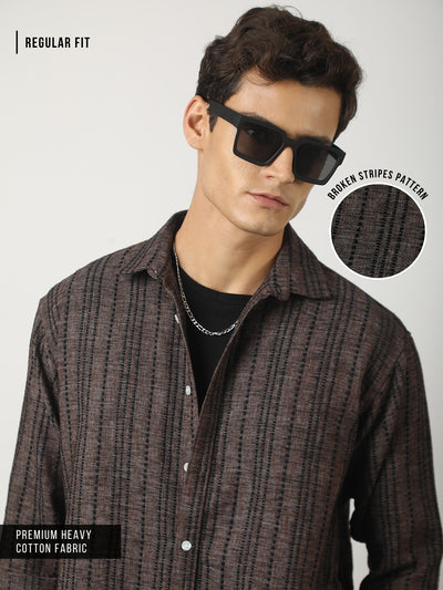 Broken Pinstripes Maroon Shirt