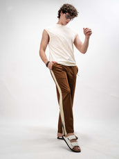 Brown bootcut zipper track pants for men - view 6