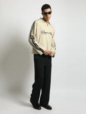 Dare to Adopt Biscuit, Black Full Sleeve Boxy Polo T-Shirt