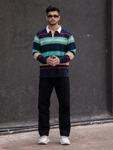 Auto Striped Navy Red Polo T-Shirt