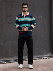 Auto Striped Navy Red Polo T-Shirt