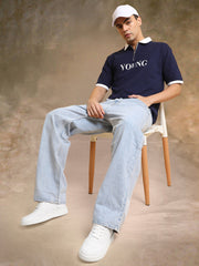 Young Navy Half Zipper Polo Half Sleeve T-Shirt