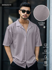Seersucker Light Grey Half Sleeve Shirt