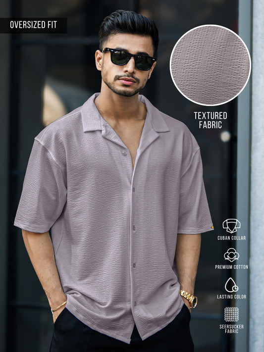 Seersucker Light Grey Half Sleeve Shirt