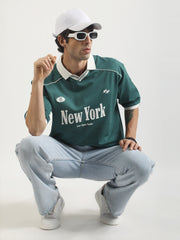 NewYork NYC Bottle Green Half Sleeve Polo T-Shirt