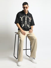 Black Skeleton Half Sleeve T-Shirt