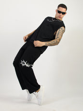 Gothic Print Black Sleeveless T-Shirt