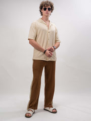 Marble Grid Cream Half Sleeve Shirt