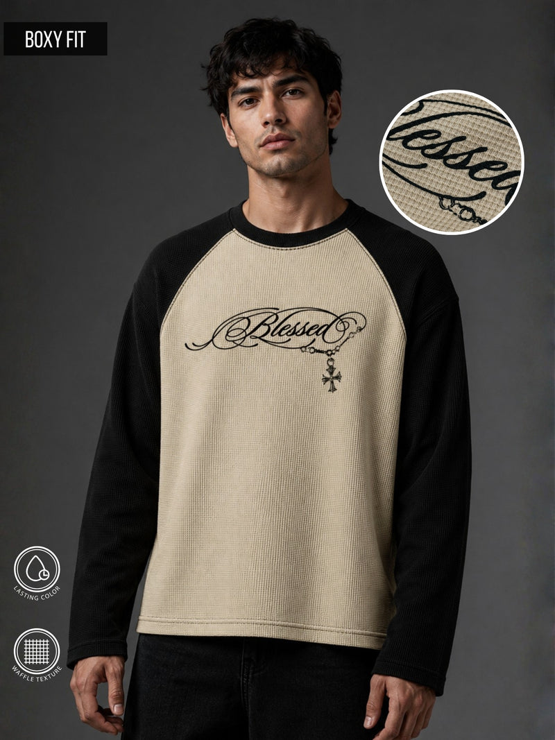 Blessed Biscuit Waffle Henley Full Sleeve T-Shirt