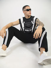 Neon Club Mesh Black Sleeveless T-Shirt