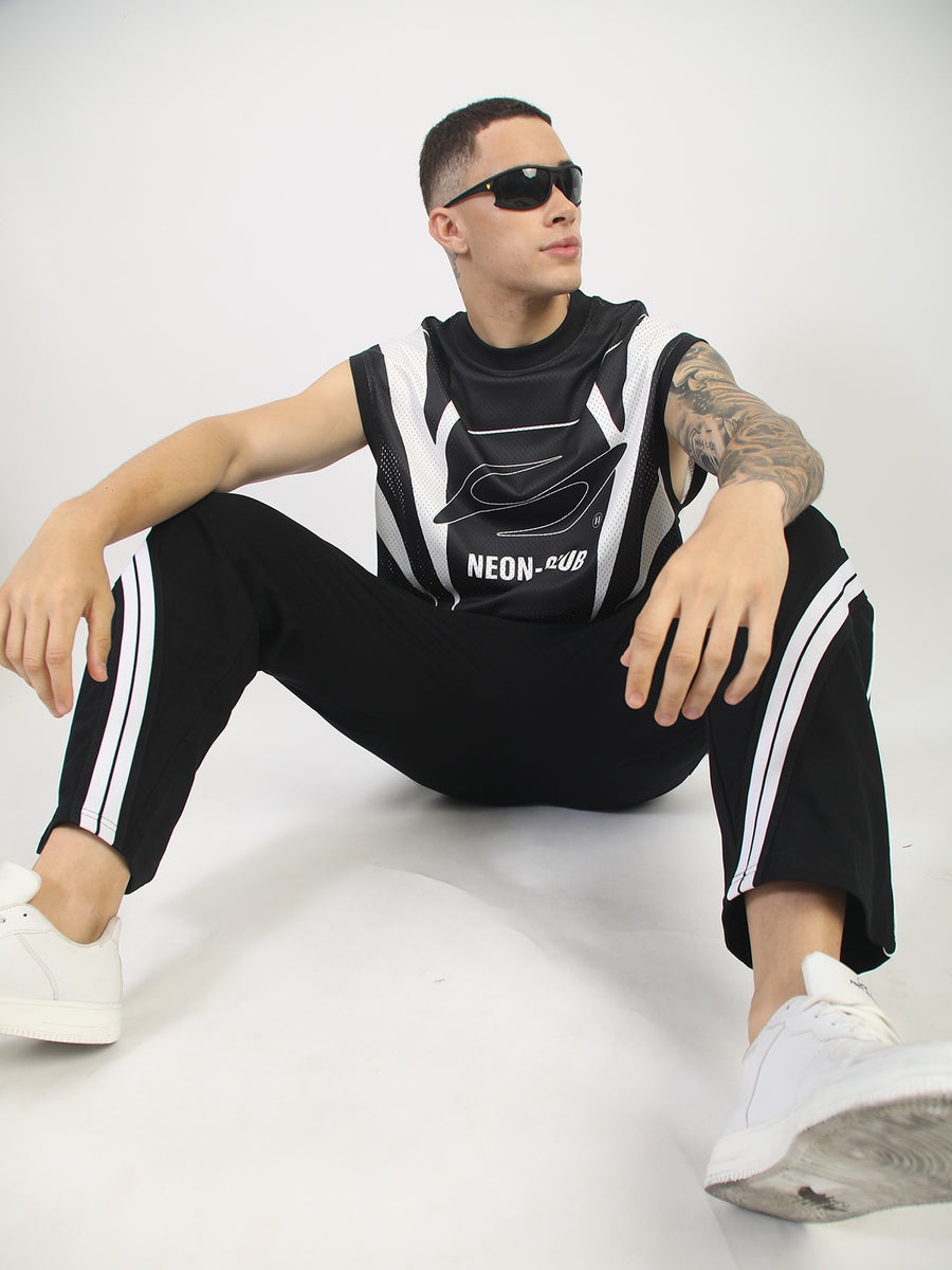 Neon Club Mesh Black Sleeveless T-Shirt