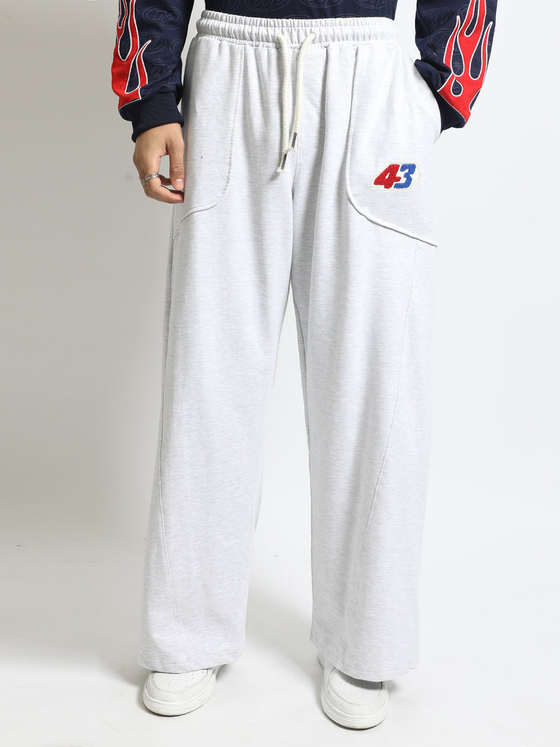 Barrel Fit Melange Embroidered Trackpant