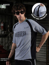 Out West Light Grey, Black Half Sleeve T-Shirt