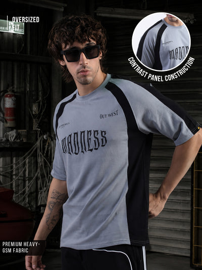 Out West Light Grey, Black Half Sleeve T-Shirt