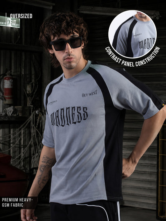 Out West Light Grey, Black Half Sleeve T-Shirt