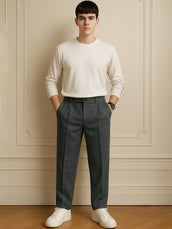 Korean Dark Grey Elastic Trouser