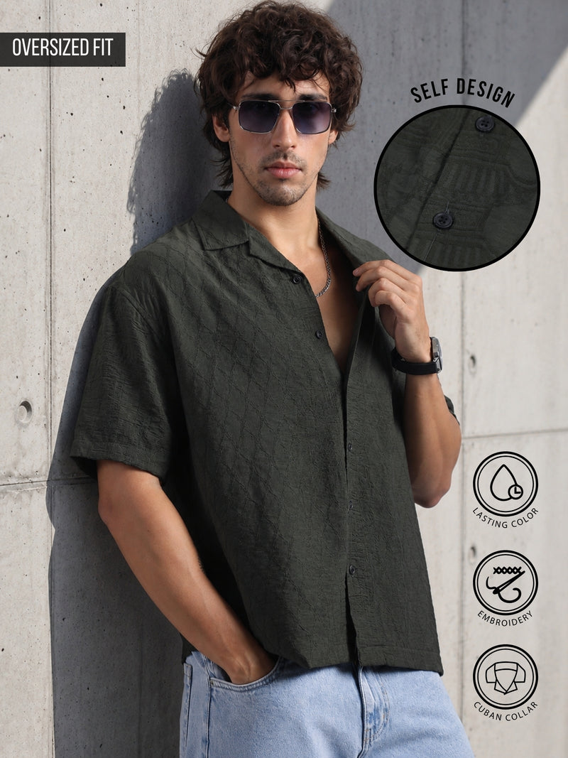 Geometric Olive Shirt