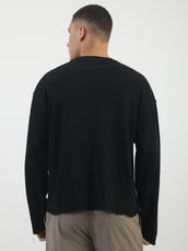 Black Raw Edges Full Sleeve T-Shirt