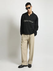 Replicate Black Full Sleeve Polo T-Shirt